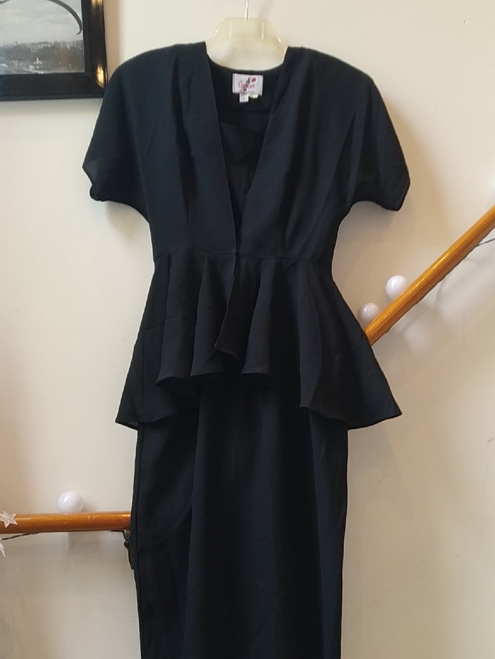 Carbon Black Peplum Midi Dress Set